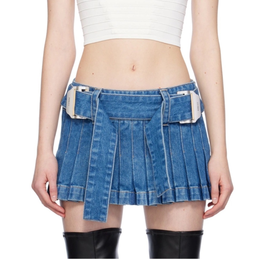 Dion Lee Pleated Denim Mini Skirt